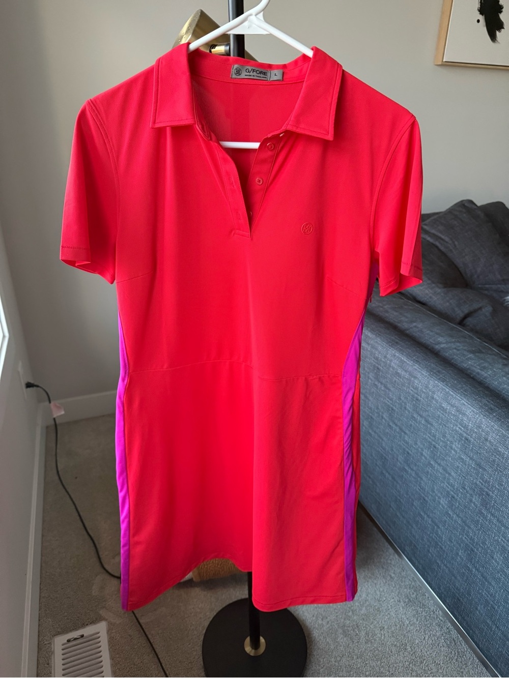 G/FORE Women's Red Polo Golf Dress with Magenta Side Panels